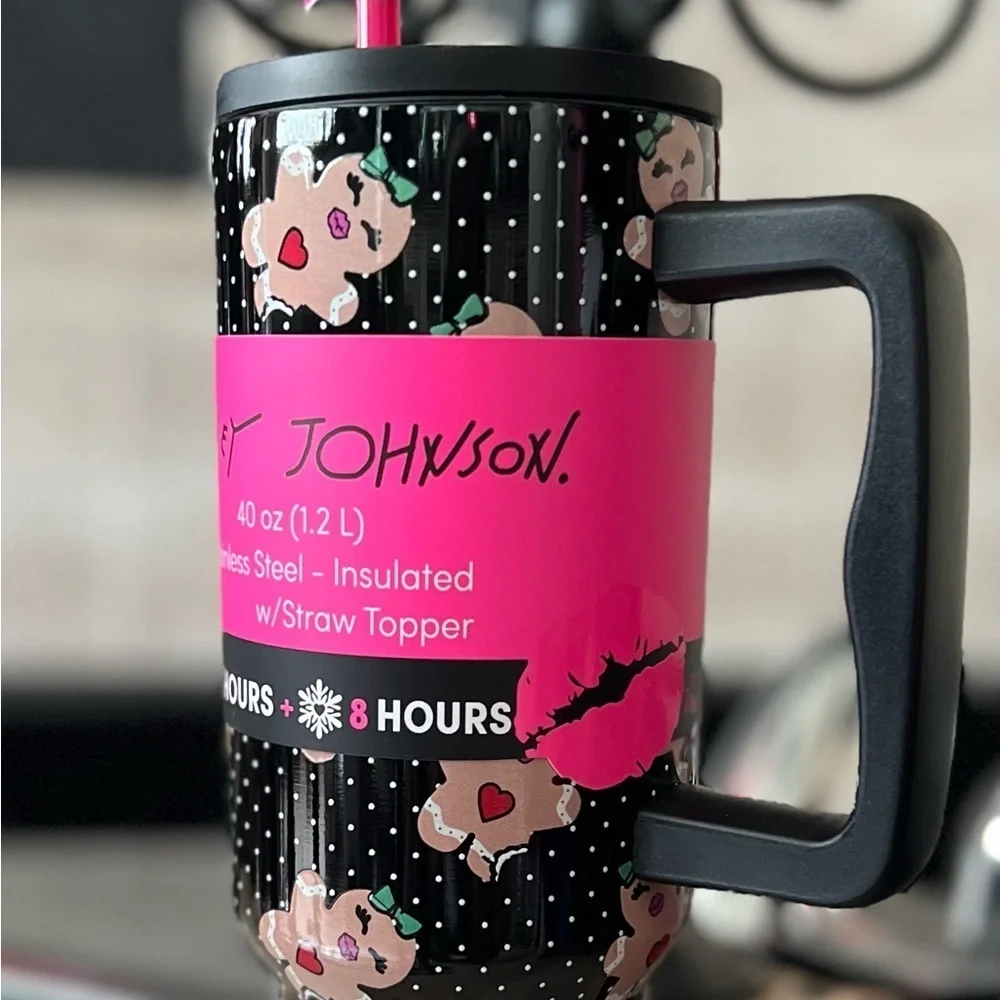 🤍🖤 Betsey Johnson 40oz Insulated Stainless Steel gingerbread Tumbler - NWT🤍🖤